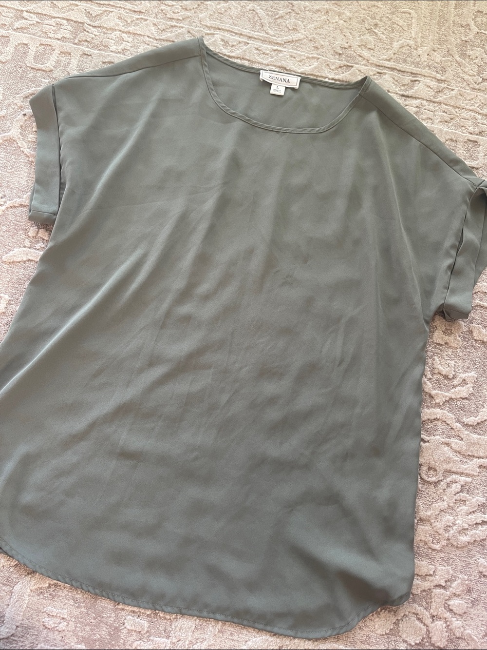Zenana Outfitters Sage Green Scoop Neck Blouse